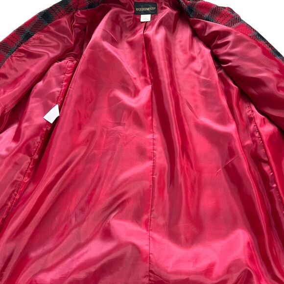 Vintage Requirements Red Plaid Blazer Size 12 Wool Blend Lined - Picture 4 of 11